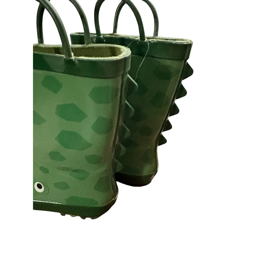 Cat & Jack Kids Green Alligator Rain Boots Crocodile Waterproof Size 12 Pull On